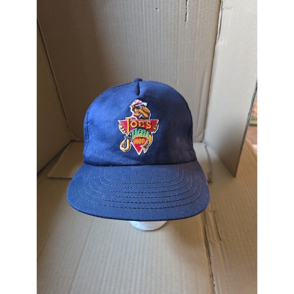 VINTAGE 90s Joe‎ Camel Joes Tackle Shop Fishing Cigarette Snapback Hat Blue READ - Picture 1 of 9
